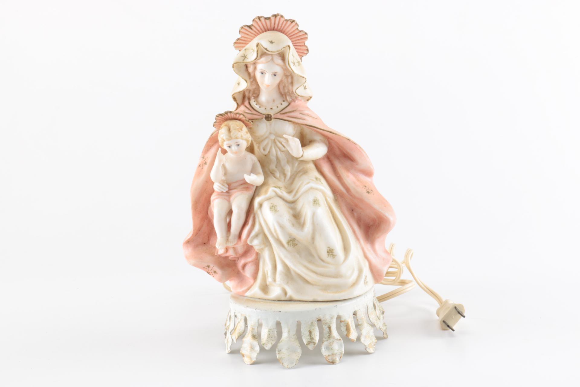 Historic Church Roof Tile and Vintage Religious Lamp