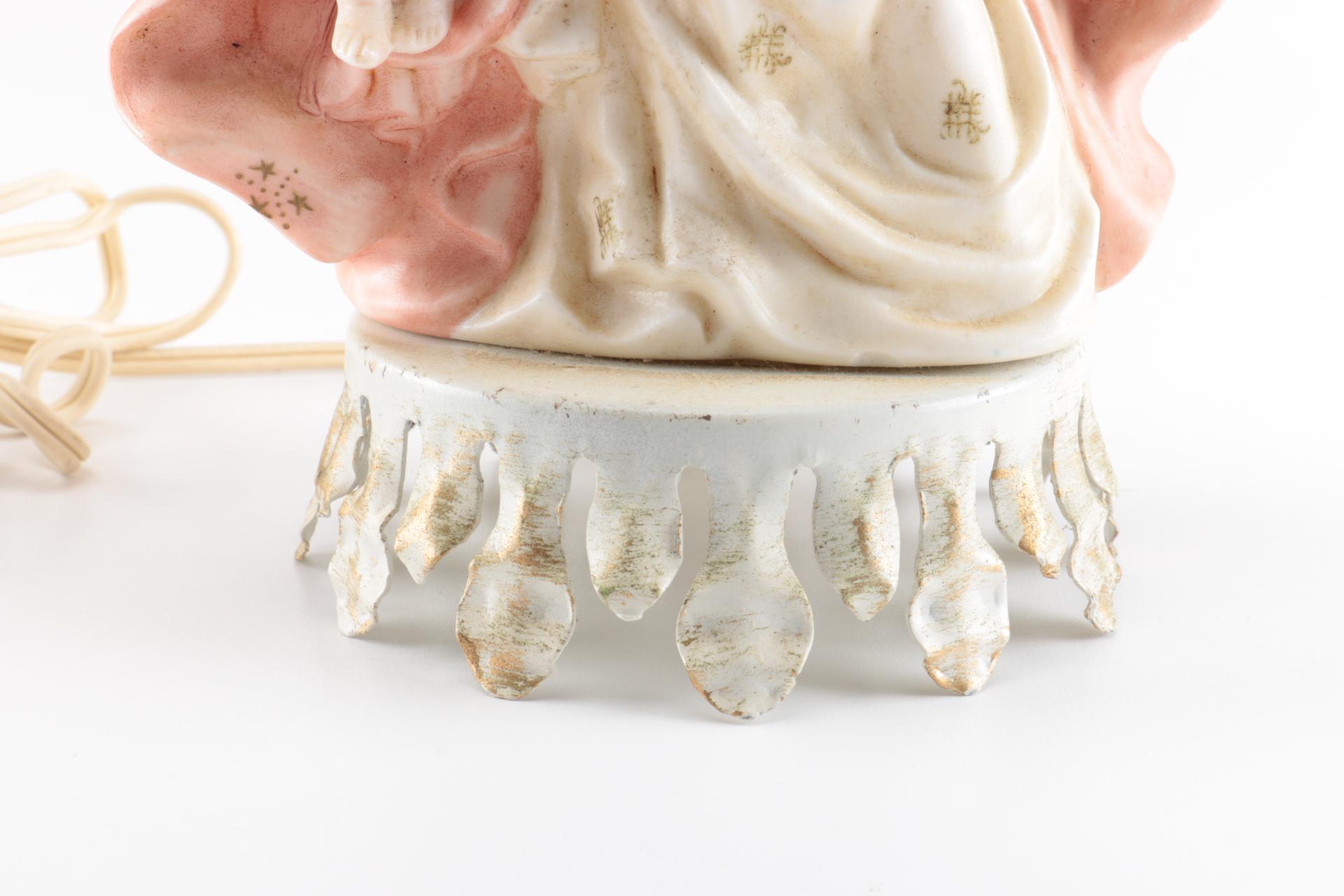 Historic Church Roof Tile and Vintage Religious Lamp