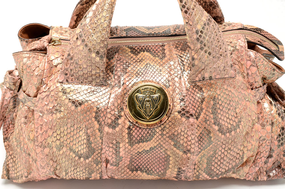 Gucci Python Snakeskin Leather Handbag
