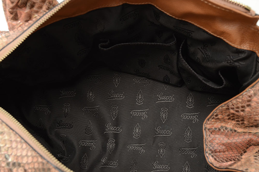Gucci Python Snakeskin Leather Handbag
