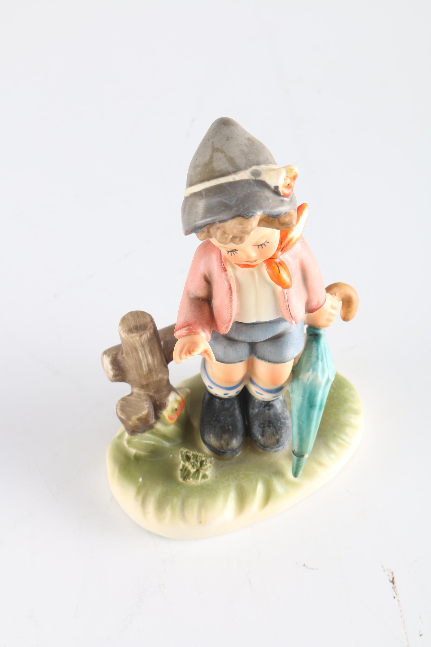 Erich Stauffer Figurine of a German Boy with Umbrella