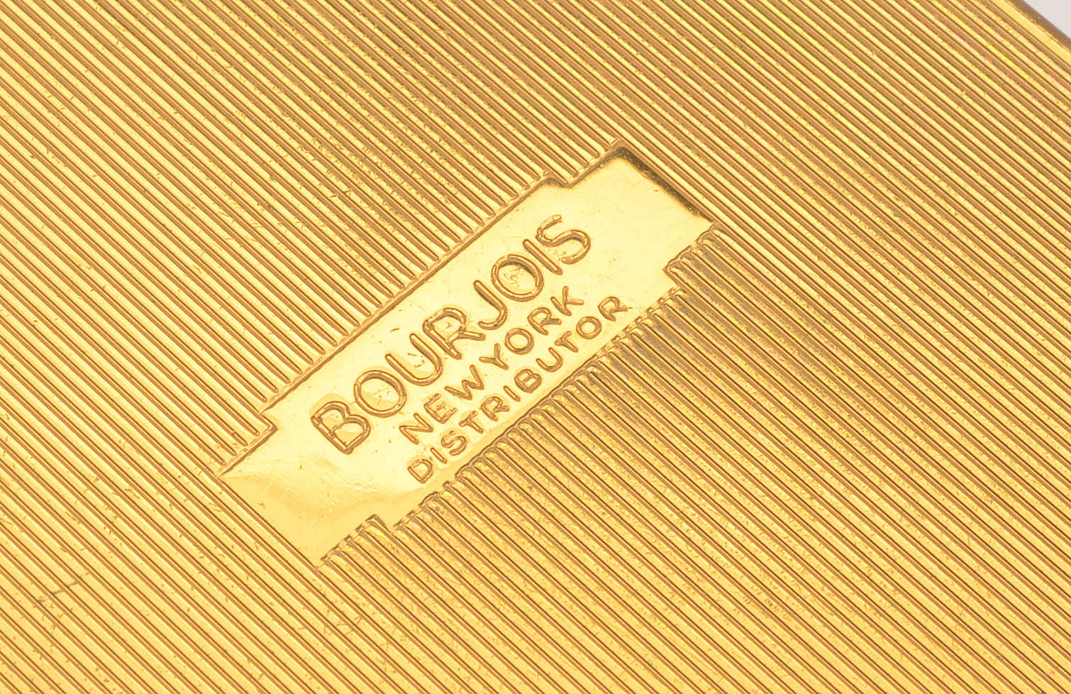 Pairing of Vintage Gold-Tone Makeup Compacts Including Lentheric