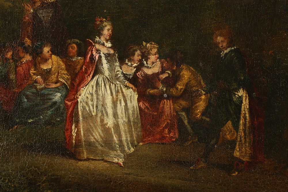 Early 19th Century Oil Painting on Canvas in the manner of Jean-Antoine Watteau