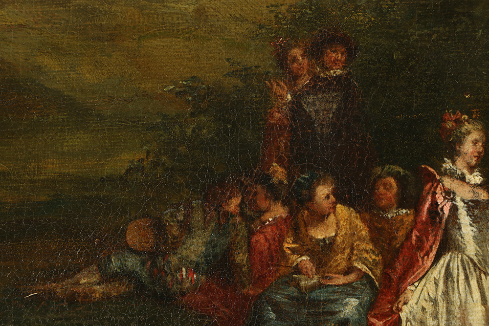 Early 19th Century Oil Painting on Canvas in the manner of Jean-Antoine Watteau
