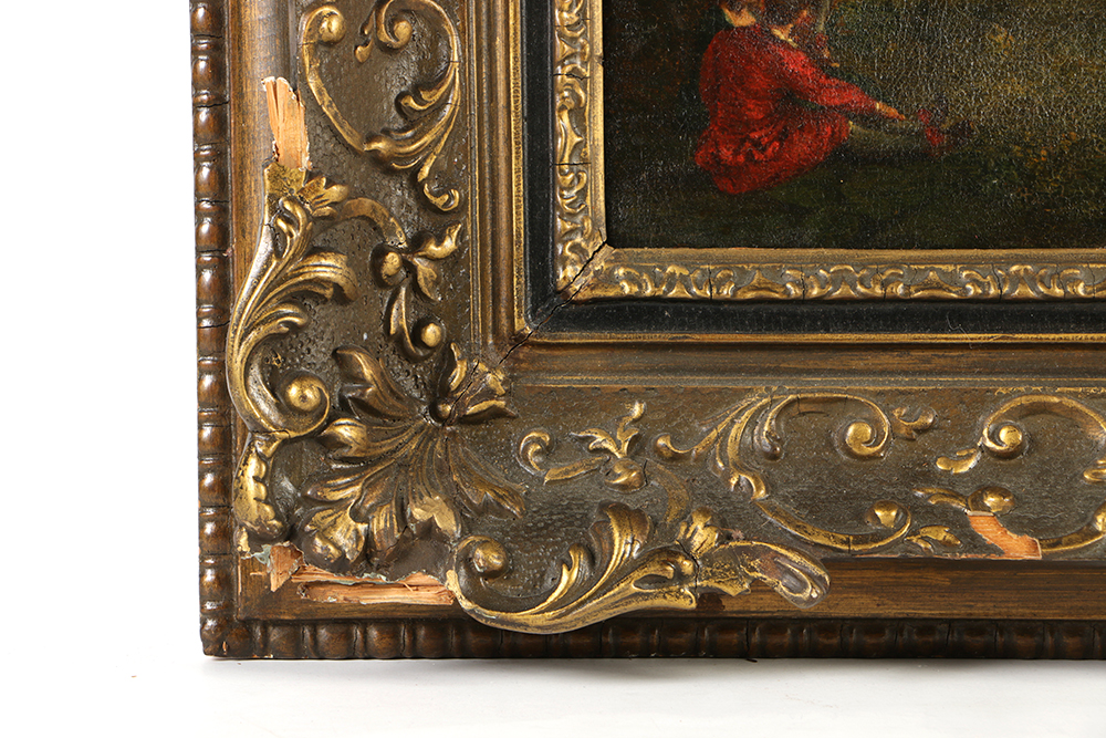 Early 19th Century Oil Painting on Canvas in the manner of Jean-Antoine Watteau