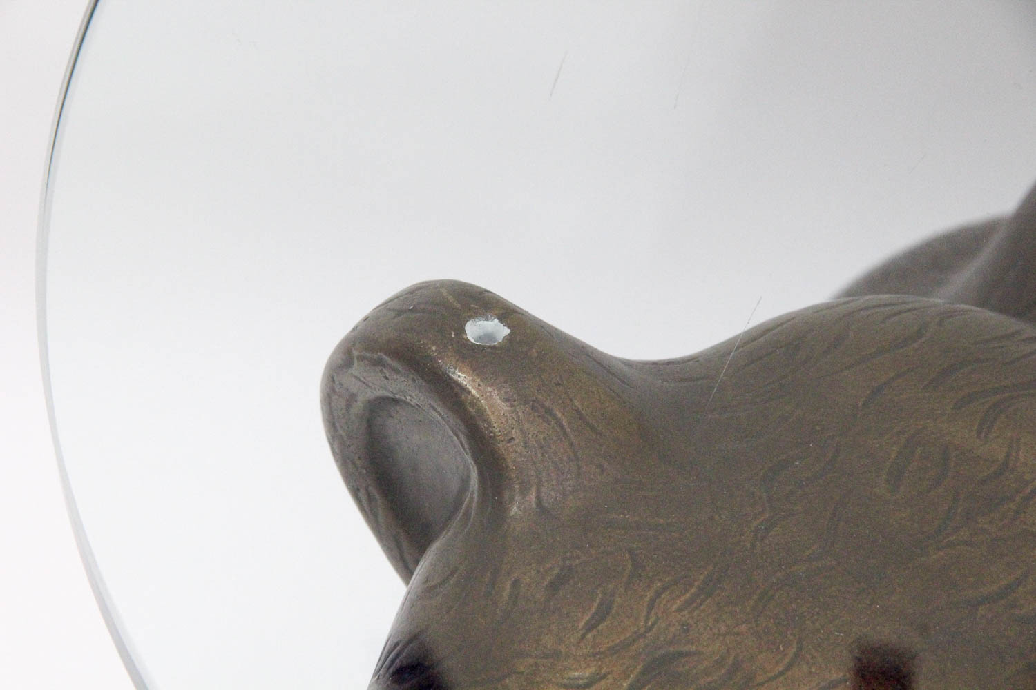 Presidential Furniture Co. Glass Top Coffee Table With Bear Cub Base