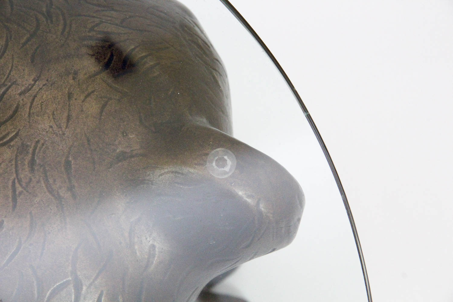 Presidential Furniture Co. Glass Top Coffee Table With Bear Cub Base