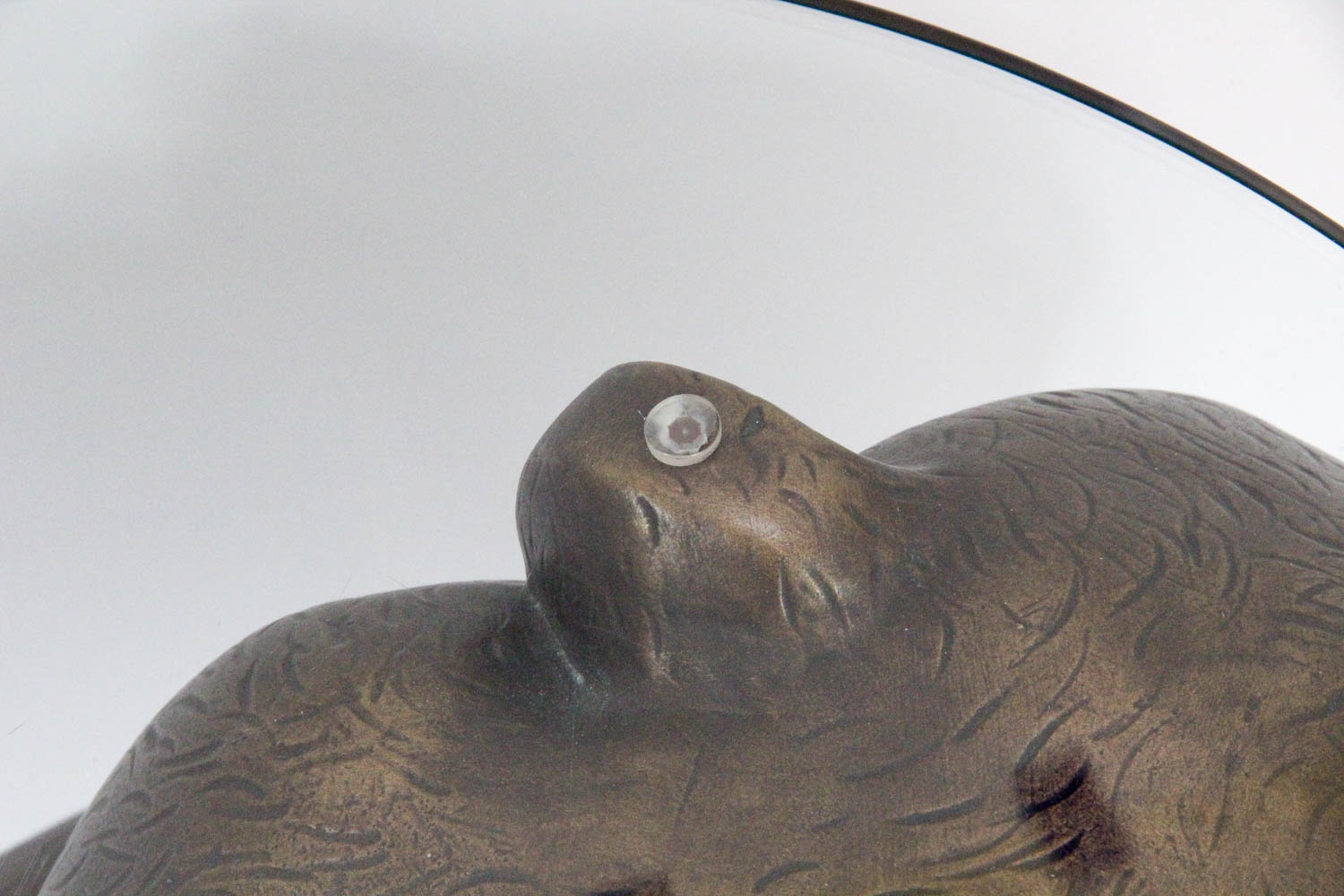 Presidential Furniture Co. Glass Top Coffee Table With Bear Cub Base