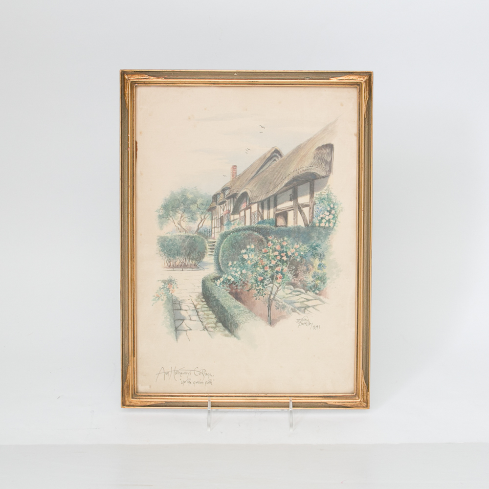 Dorothy Buckley Signed Watercolor "Ann Hathaway's Cottage - Up the Garden Path"