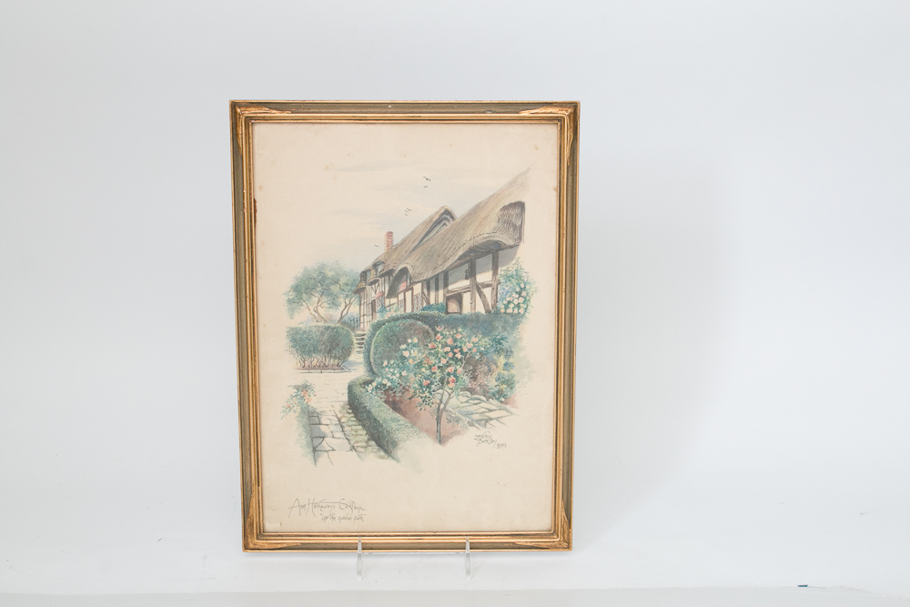 Dorothy Buckley Signed Watercolor "Ann Hathaway's Cottage - Up the Garden Path"