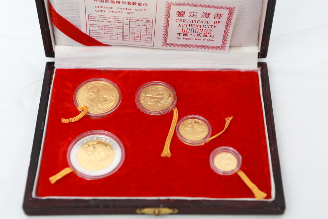1993 China Five-Coin Gold Panda Proof Set
