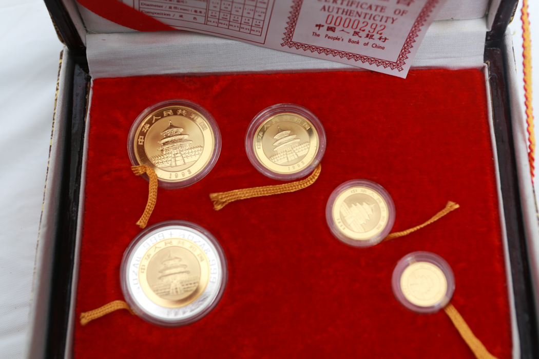 1993 China Five-Coin Gold Panda Proof Set