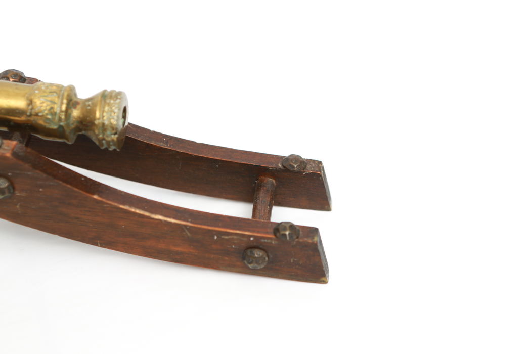 Vintage Brass Cannon on Wooden Stand from Holland