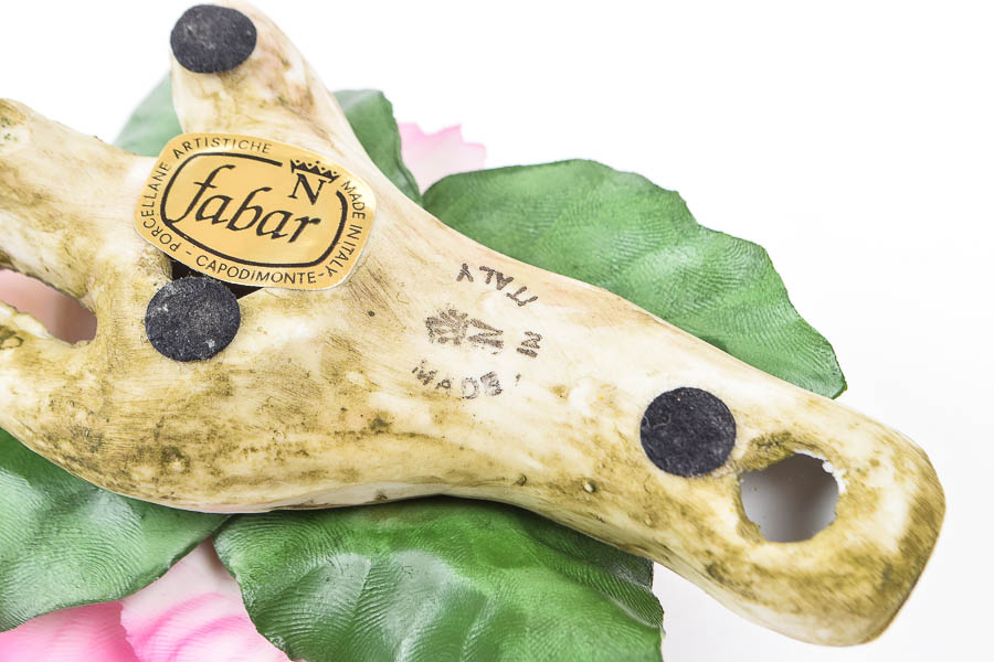 Fabar Italian Hand Painted Capodimonte Style Porcelain Rose