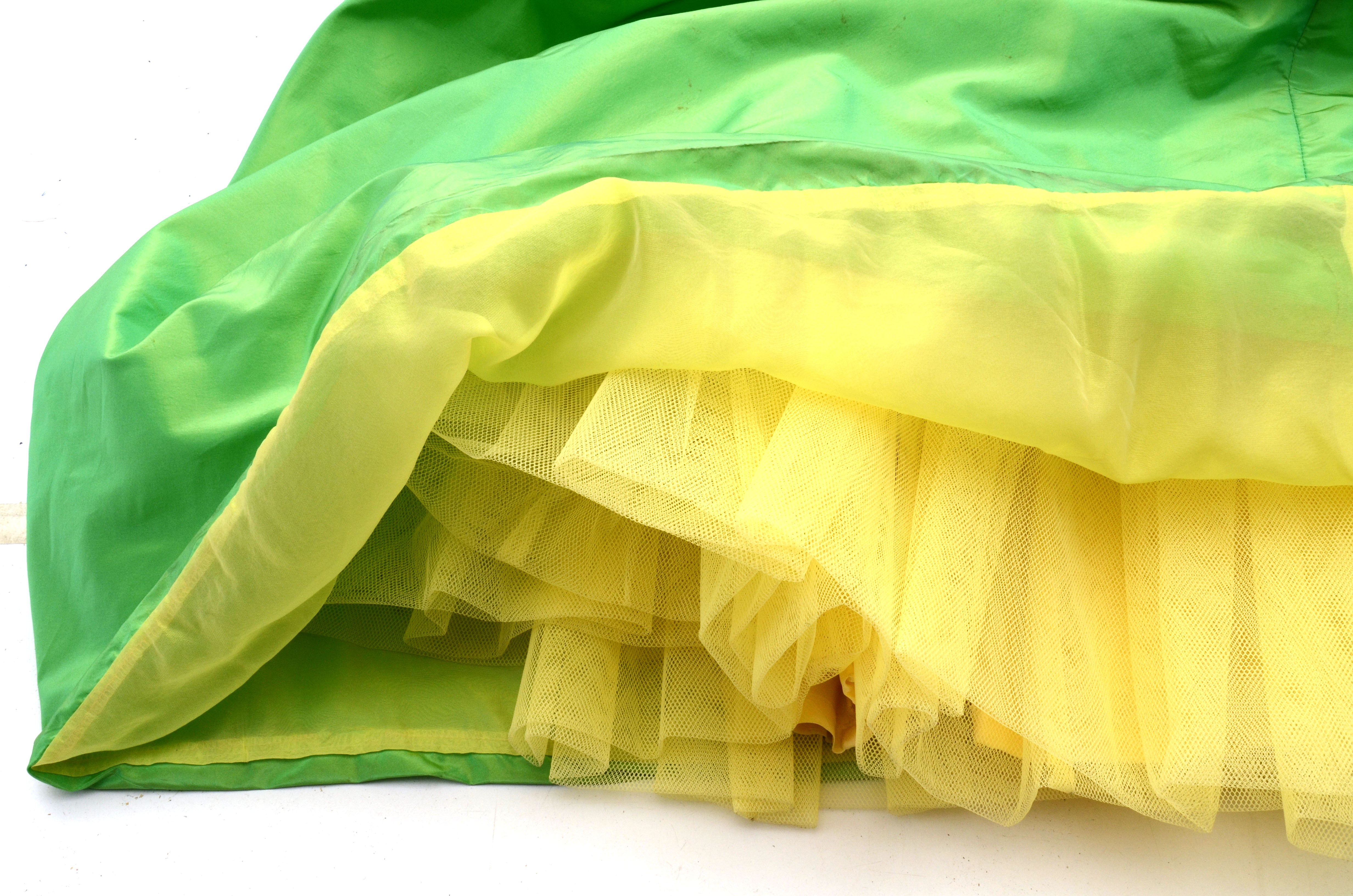 Escada Couture Strapless Formal Gown with Chinese Inspired Floral Embroidered Silk Bodice Embellished with Beads and Sequins Worn at The Emmy Awards