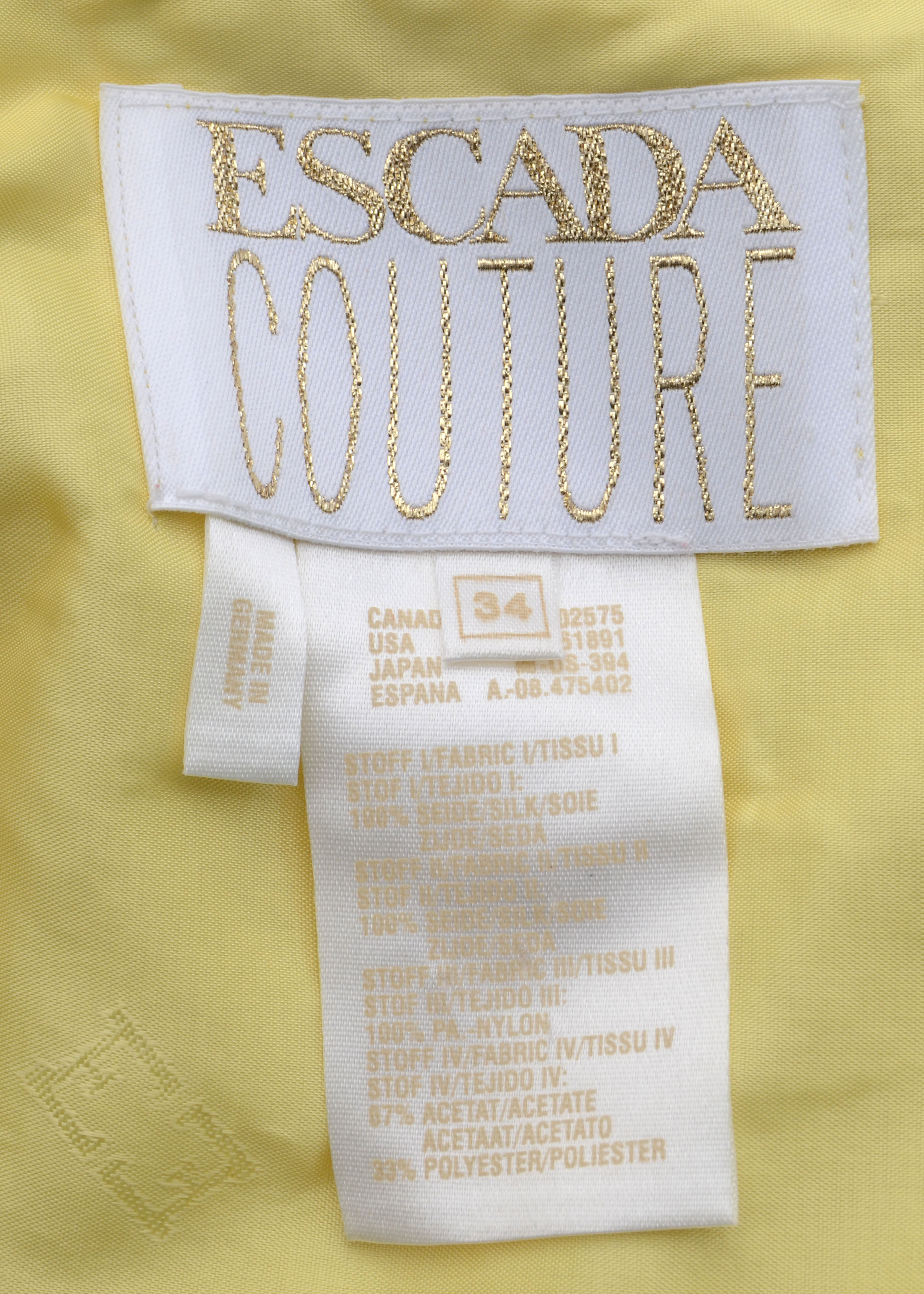 Escada Couture Strapless Formal Gown with Chinese Inspired Floral Embroidered Silk Bodice Embellished with Beads and Sequins Worn at The Emmy Awards