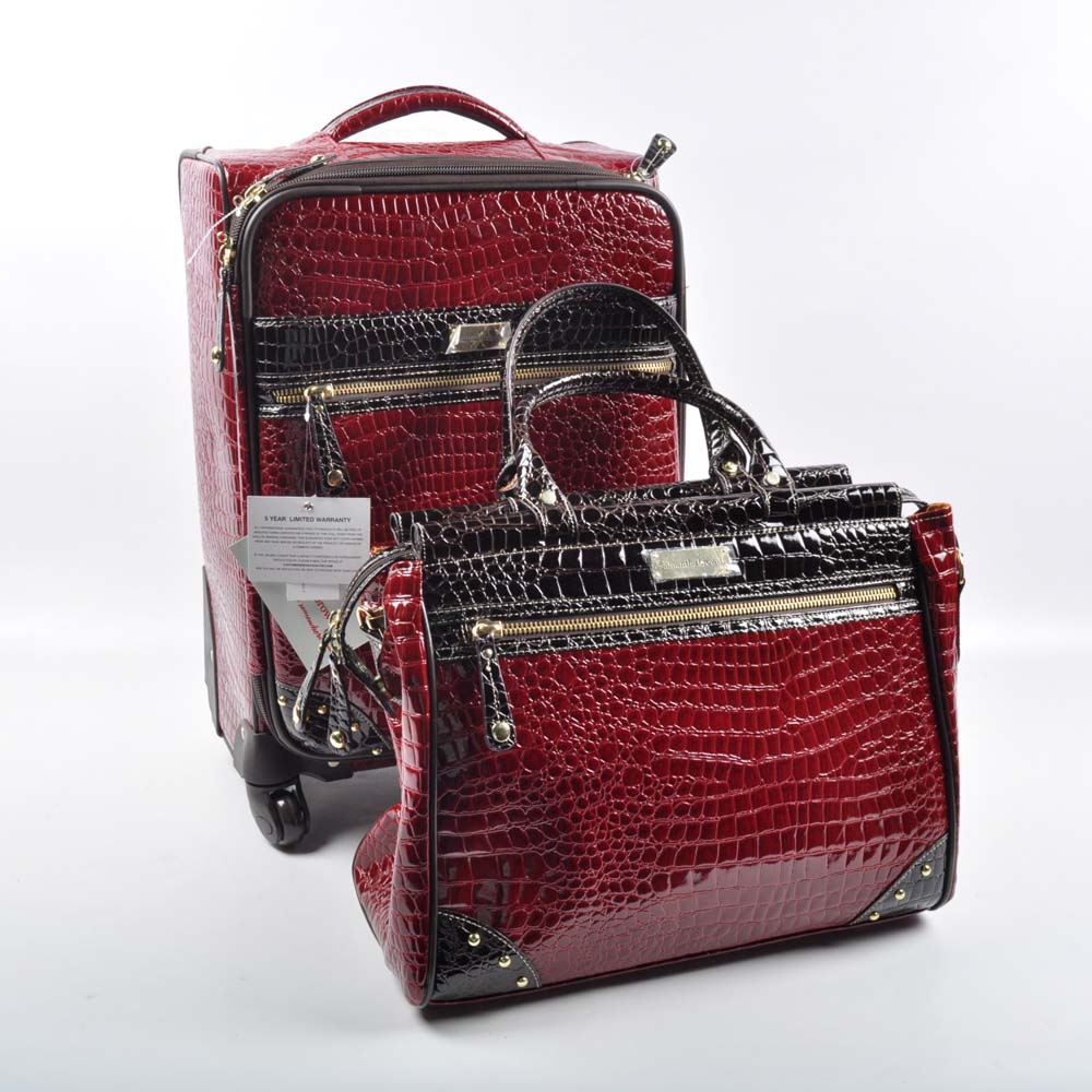 Samantha Brown Rolling Suitcase with Tote and Accessory Bags