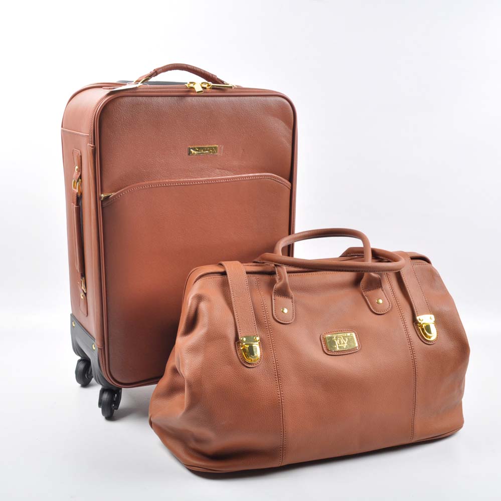 Leather Joy Mangano Rolling Suitcase and Duffle Everything But The House