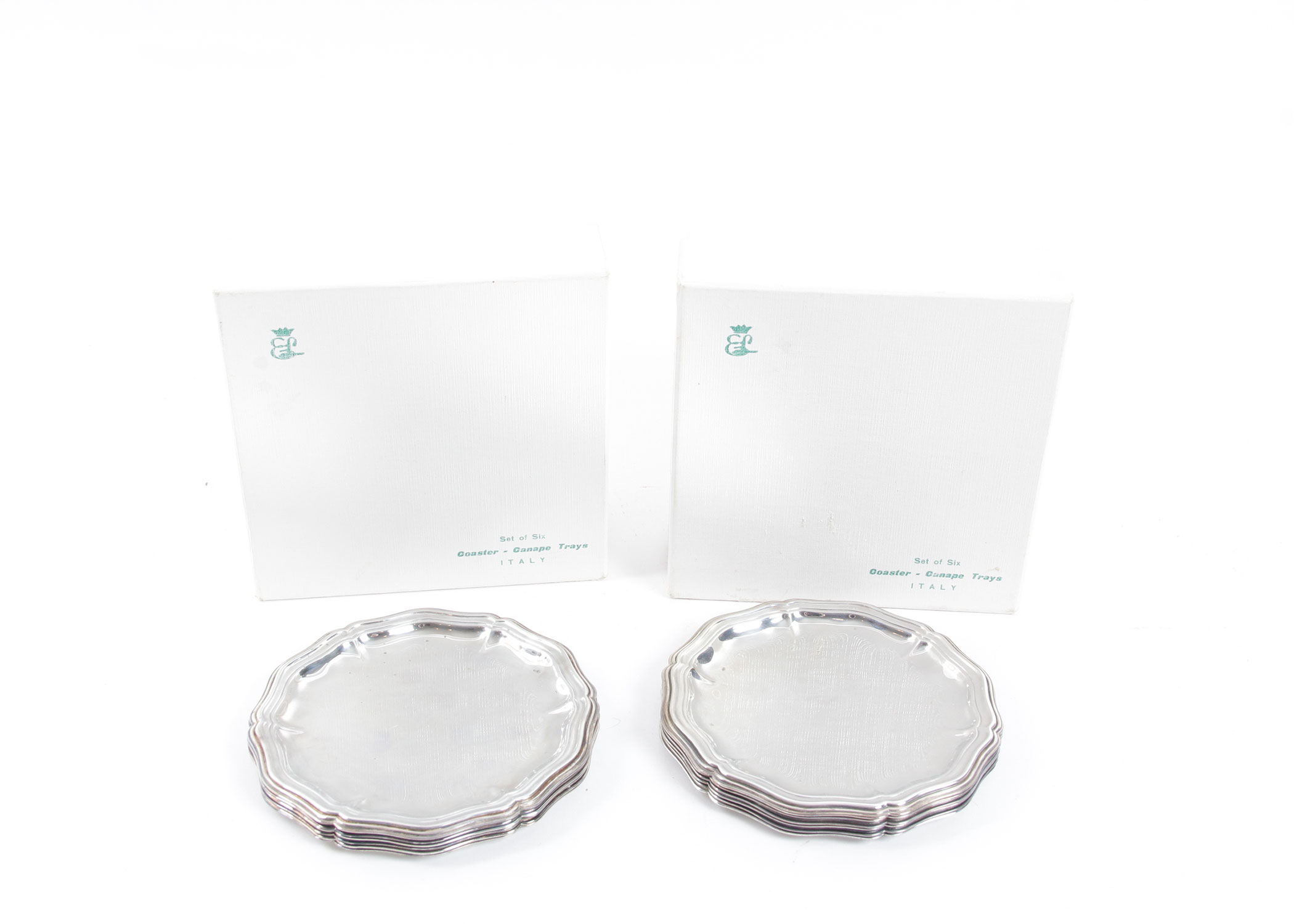 Set of Towle Steak Knives, a Flint Arrowhead Carving Set, and Silver Plated Coasters