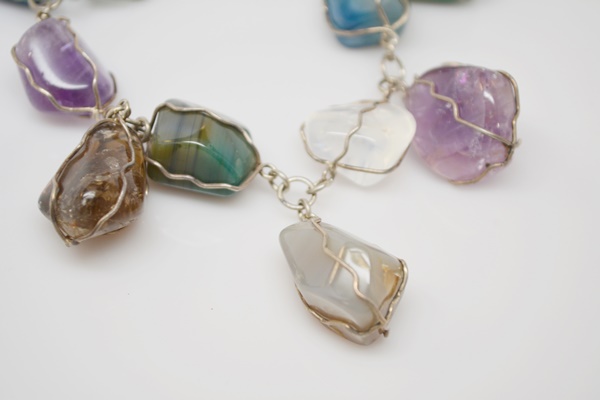 Sterling Silver Quartz Wire Wrapped Bracelet