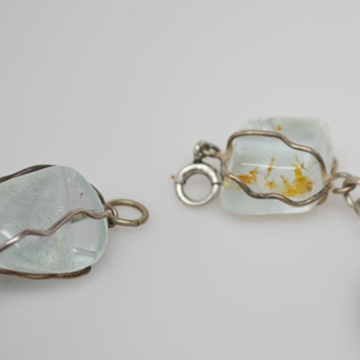 Sterling Silver Quartz Wire Wrapped Bracelet