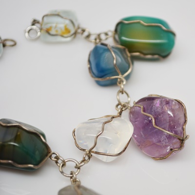 Sterling Silver Quartz Wire Wrapped Bracelet