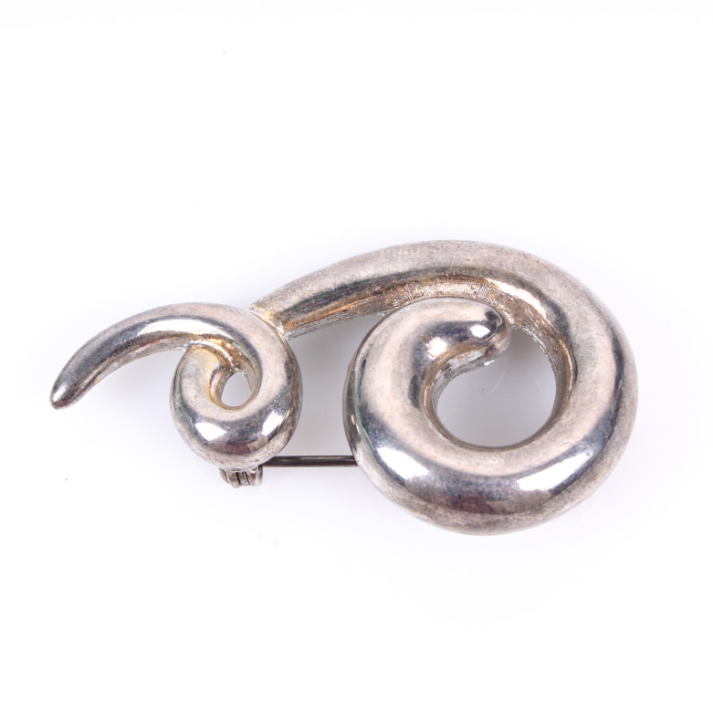 Vintage Givenchy Silver Tone Scroll Brooch