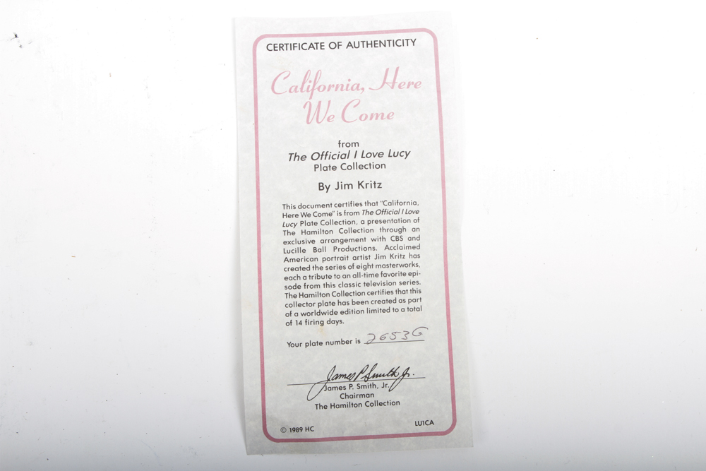 Collection of Hamilton Collection "I Love Lucy" plates