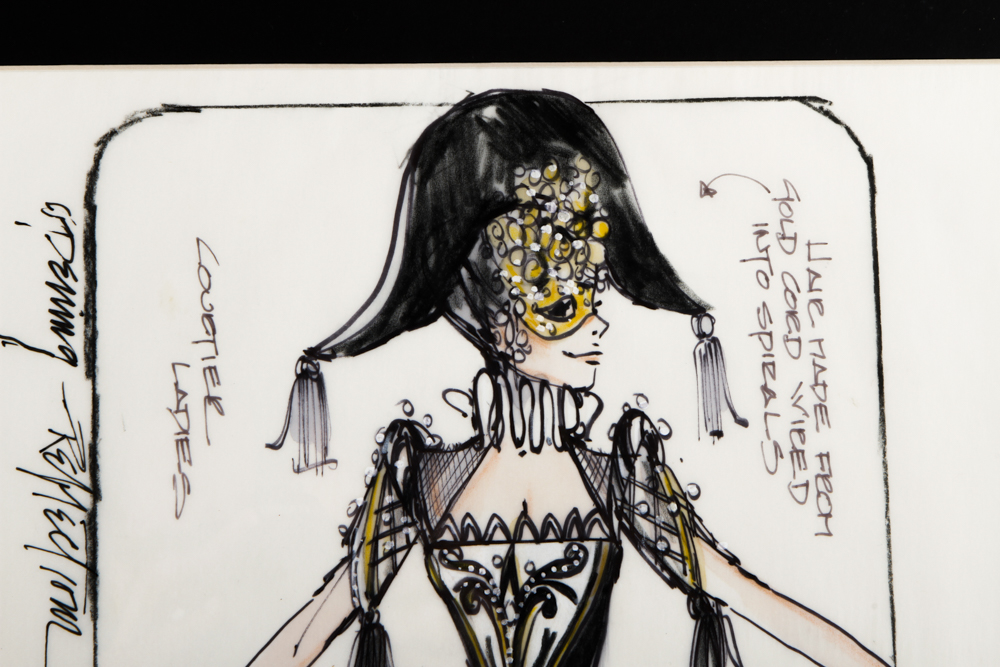 Jef Billings Ink on Paper Sketch "Female Principals- Masquerade, Ice capades 50th Anniversary Tour"