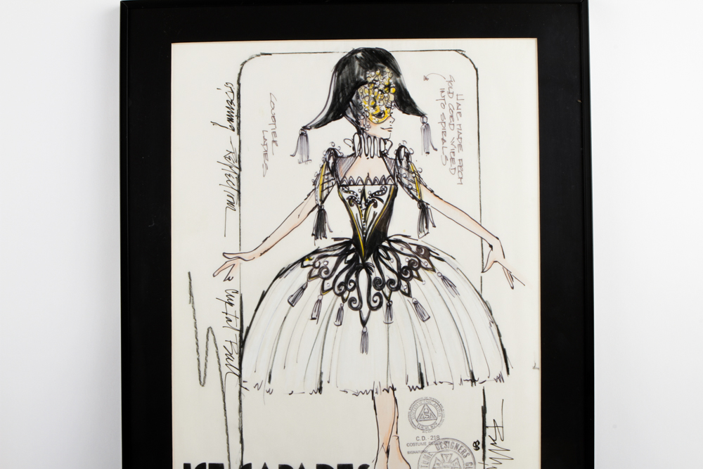 Jef Billings Ink on Paper Sketch "Female Principals- Masquerade, Ice capades 50th Anniversary Tour"