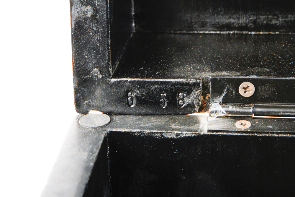 Wooden Trunk on Metal Stand