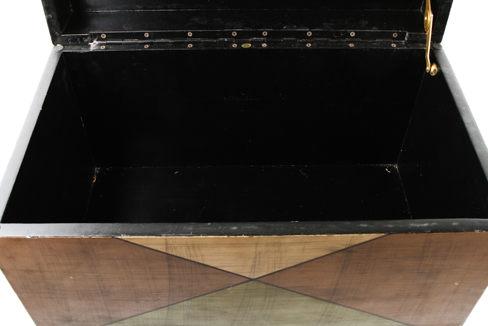 Wooden Trunk on Metal Stand