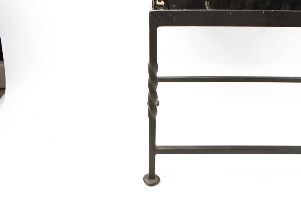 Wooden Trunk on Metal Stand