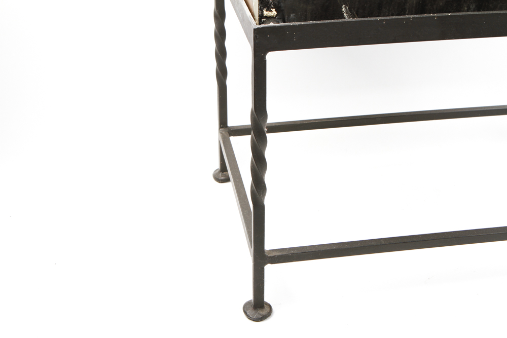 Wooden Trunk on Metal Stand