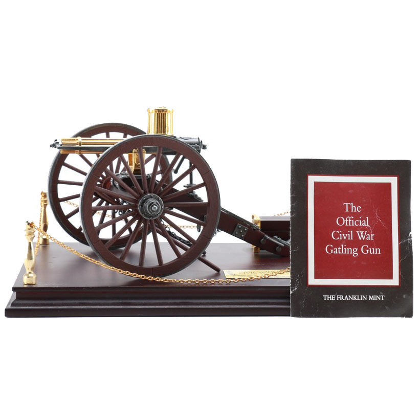 Miniature 24K Plated Civil War Gatling Gun Die-Cast Model