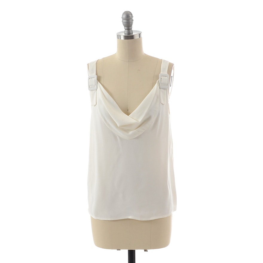 Luca Luca Sleeveless Blouse in White with Buckled Straps From The 2011 Cruise Collection