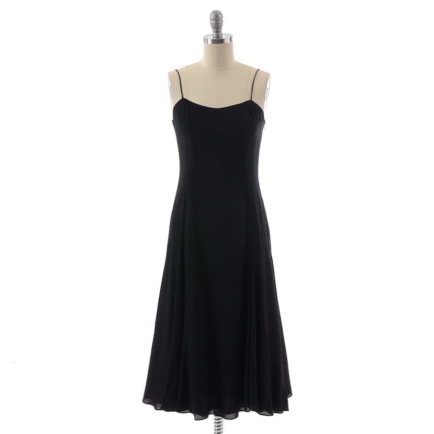 Sleeveless Black Silk Dress by Jade with Flared Hemline