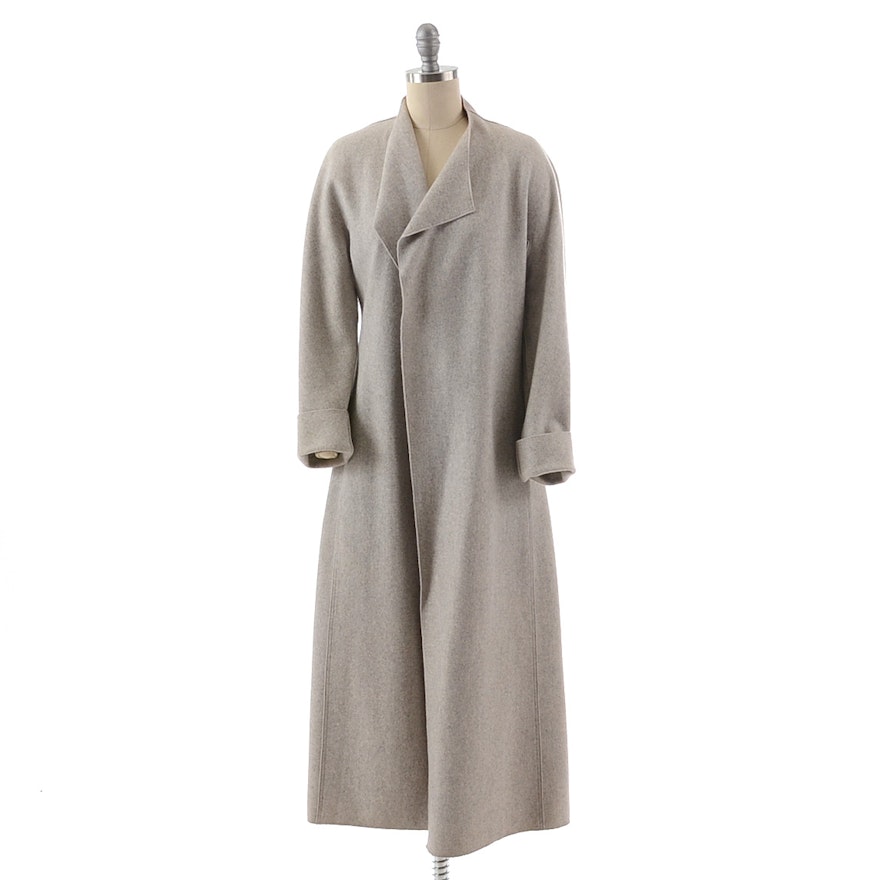 Donna Karan Angora Wool Blend Open Front Coat