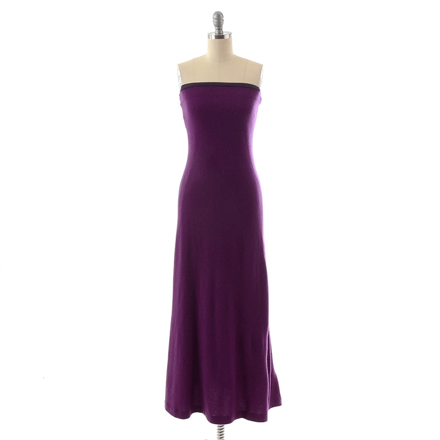 Ralph Lauren Strapless Purple Cashmere Knit Evening Dress