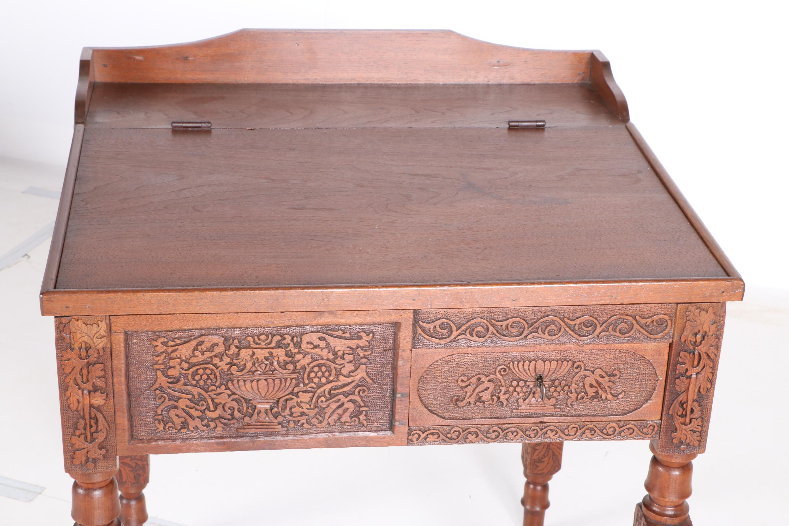 Antique School Master's Slant Top Desk in Walnut