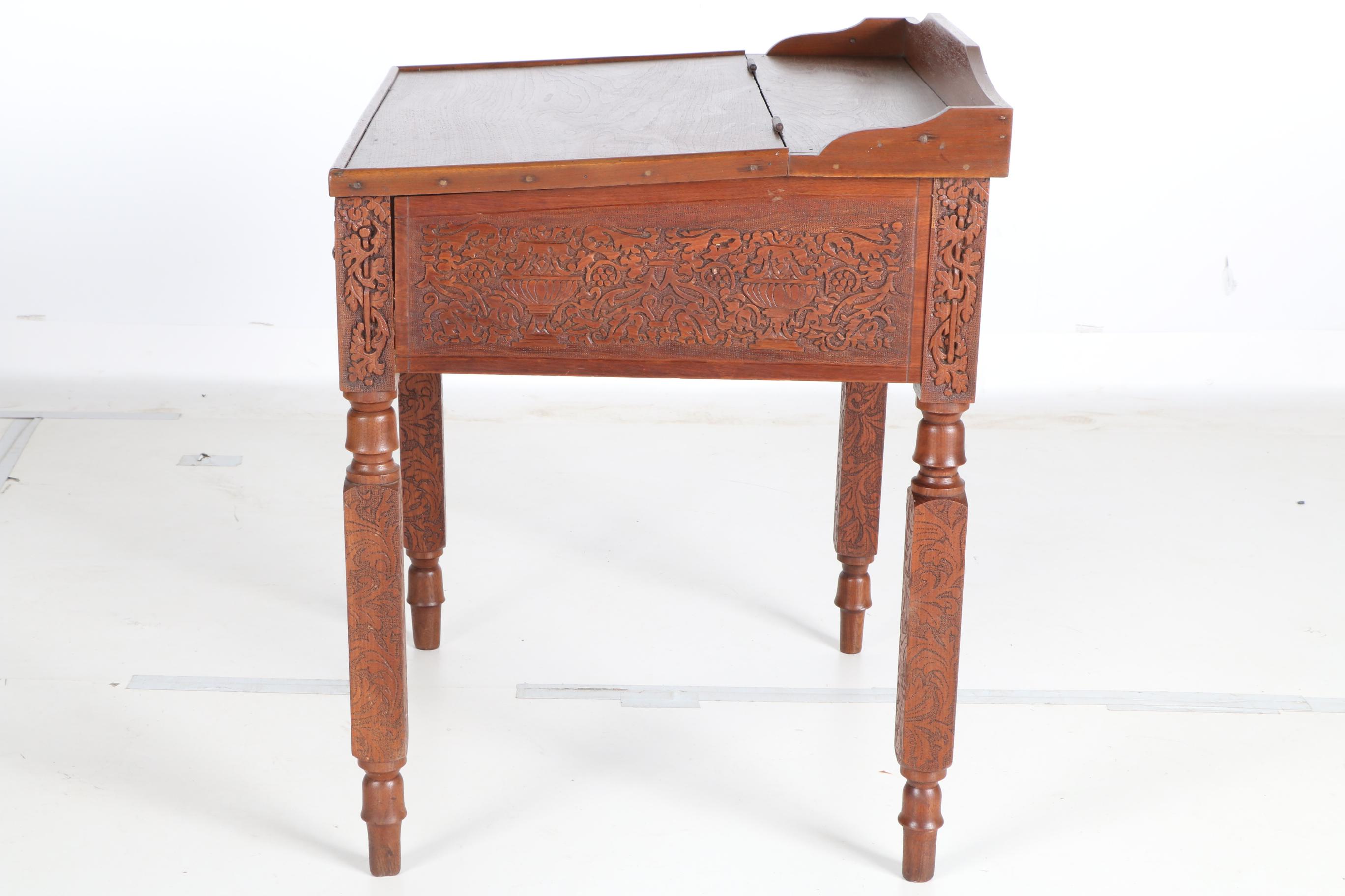 Antique School Master's Slant Top Desk in Walnut