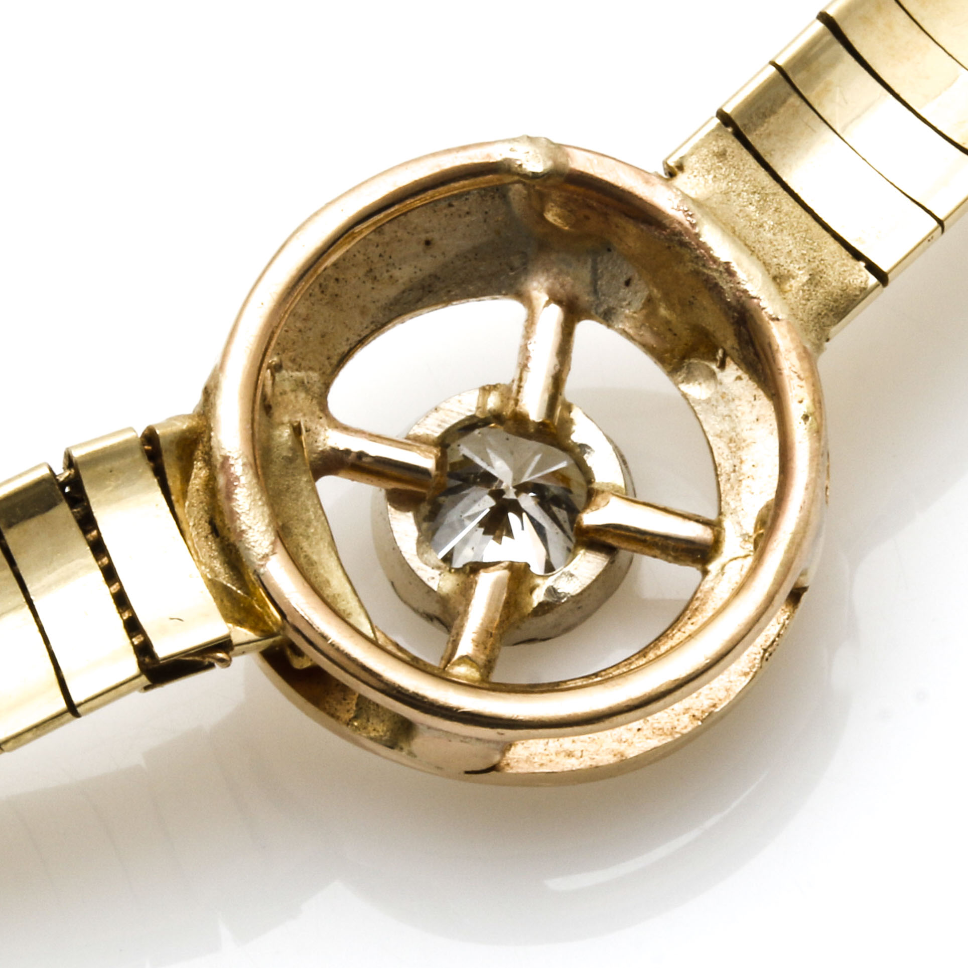 14K Yellow Gold Omega Chain Diamond Necklace