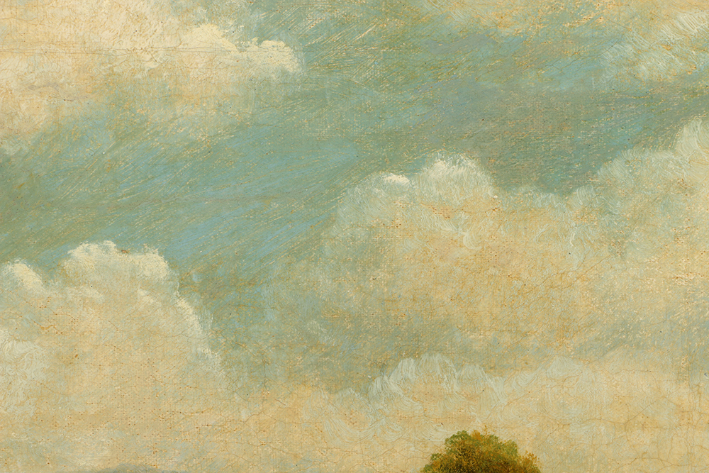 19th-Century C. Bulwer Oil Painting on Canvas "Waterfall"