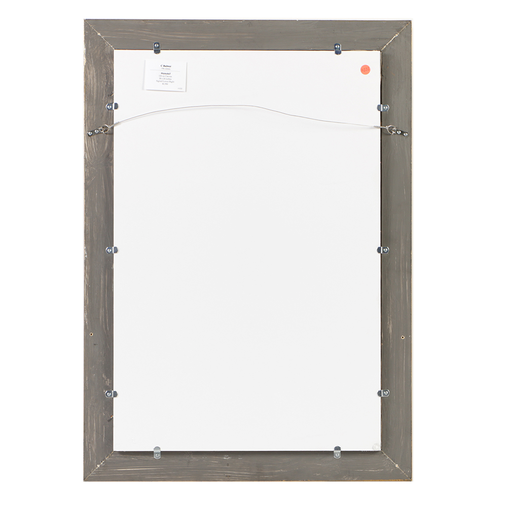 19th-Century C. Bulwer Oil Painting on Canvas "Waterfall"