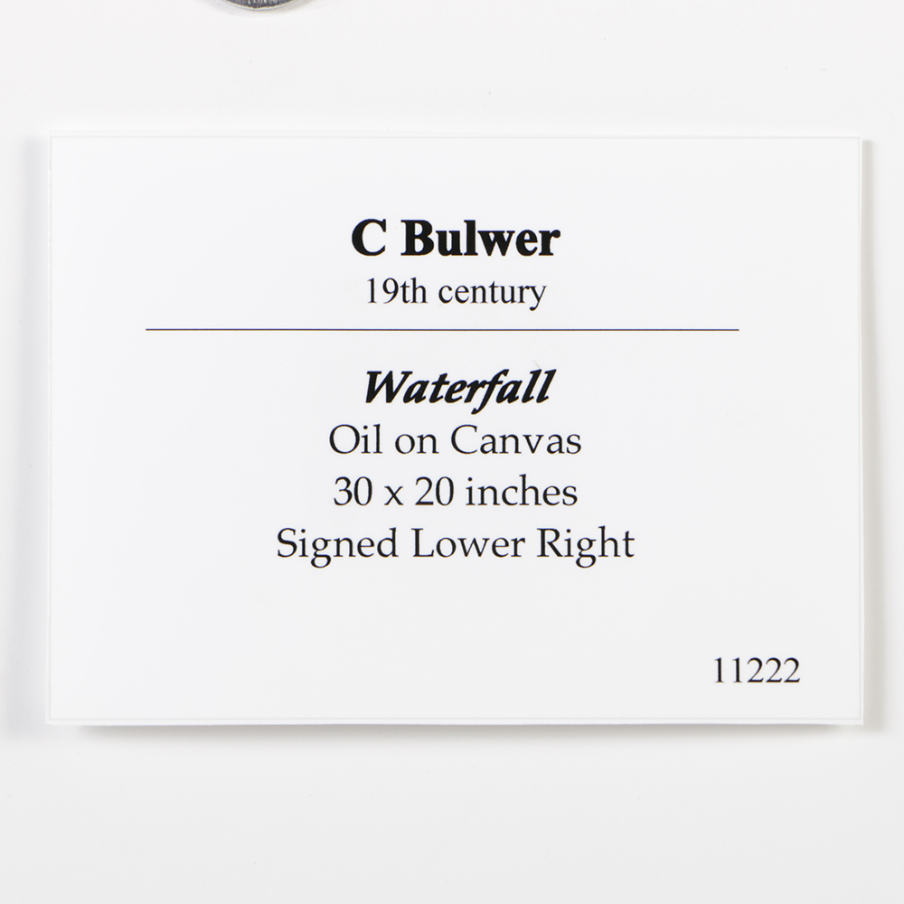 19th-Century C. Bulwer Oil Painting on Canvas "Waterfall"