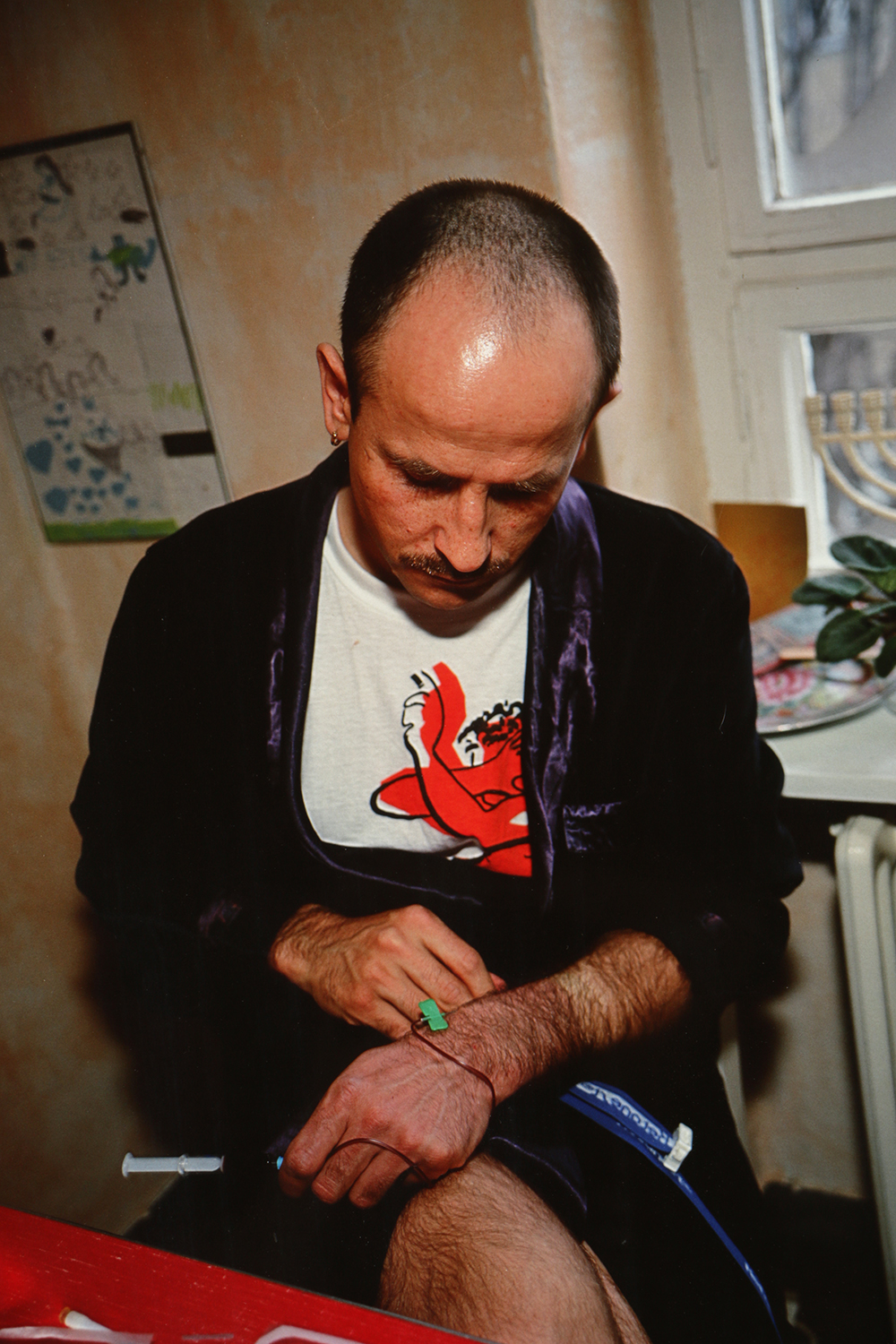 Nan Goldin Cibachrome Color Photograph "Piotr Taking his AIDS Medicine Berlin 1996"