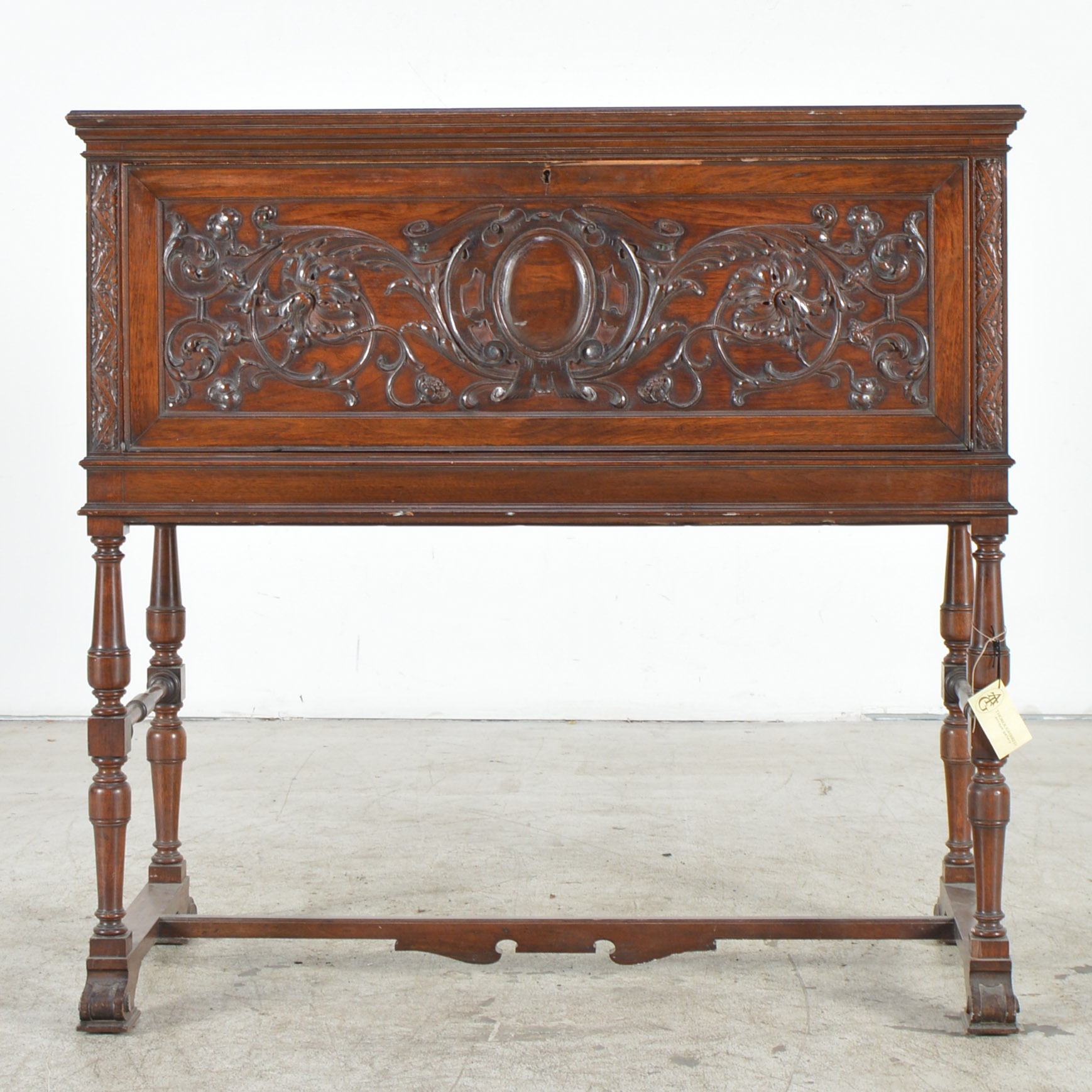 Victorian Gothic Revival Carved Walnut Writing Desk