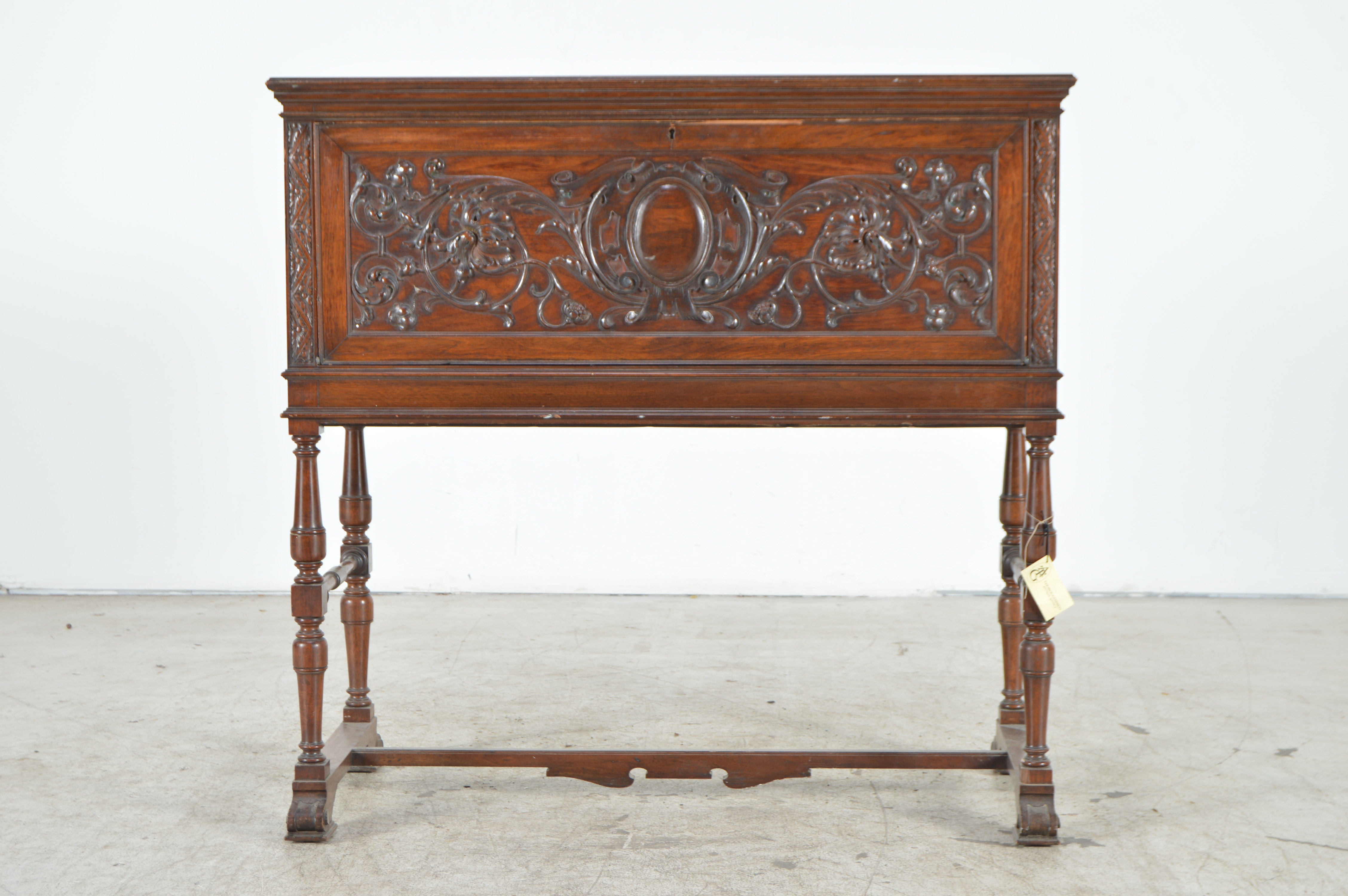 Victorian Gothic Revival Carved Walnut Writing Desk