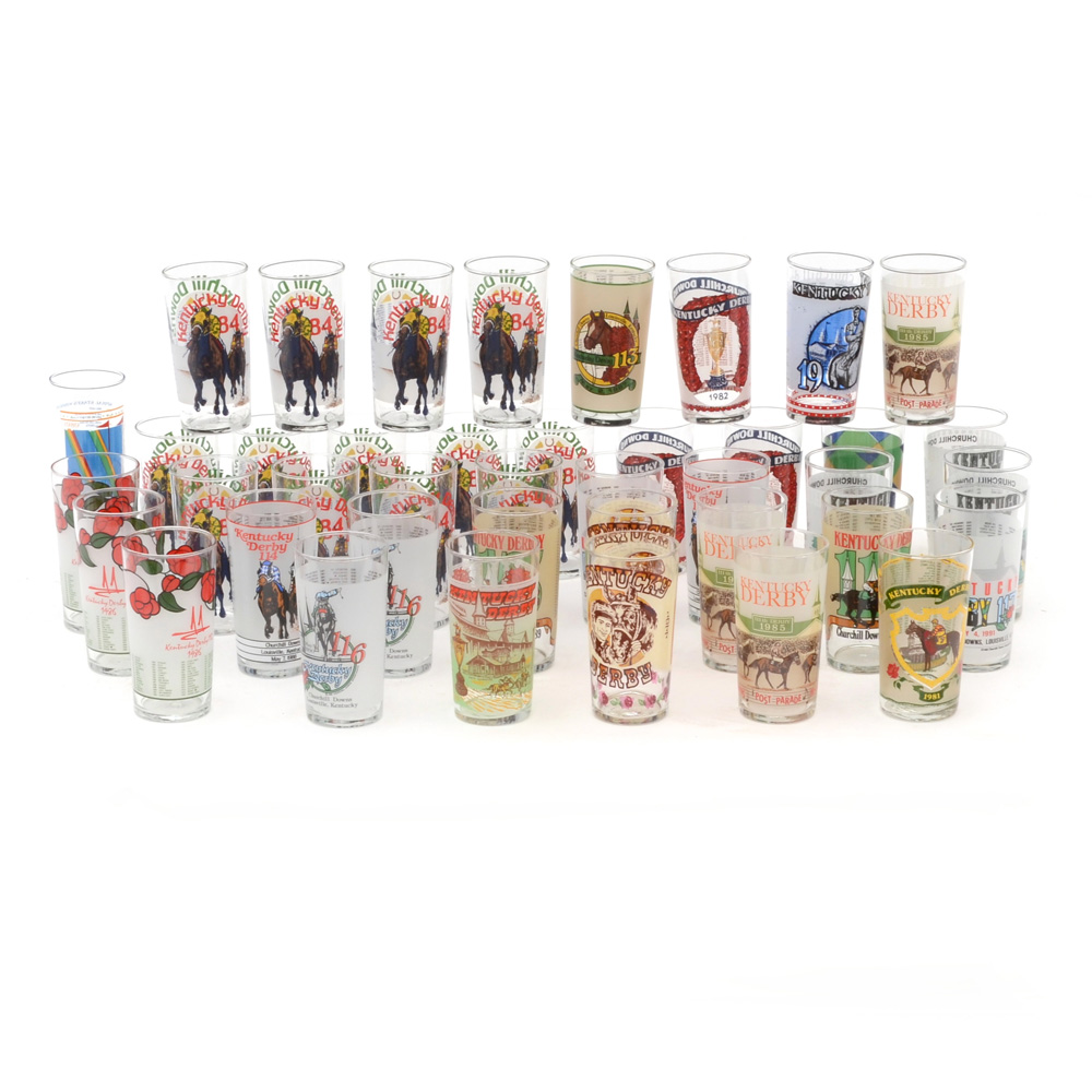 Collection of Kentucky Derby Drinking Glasses