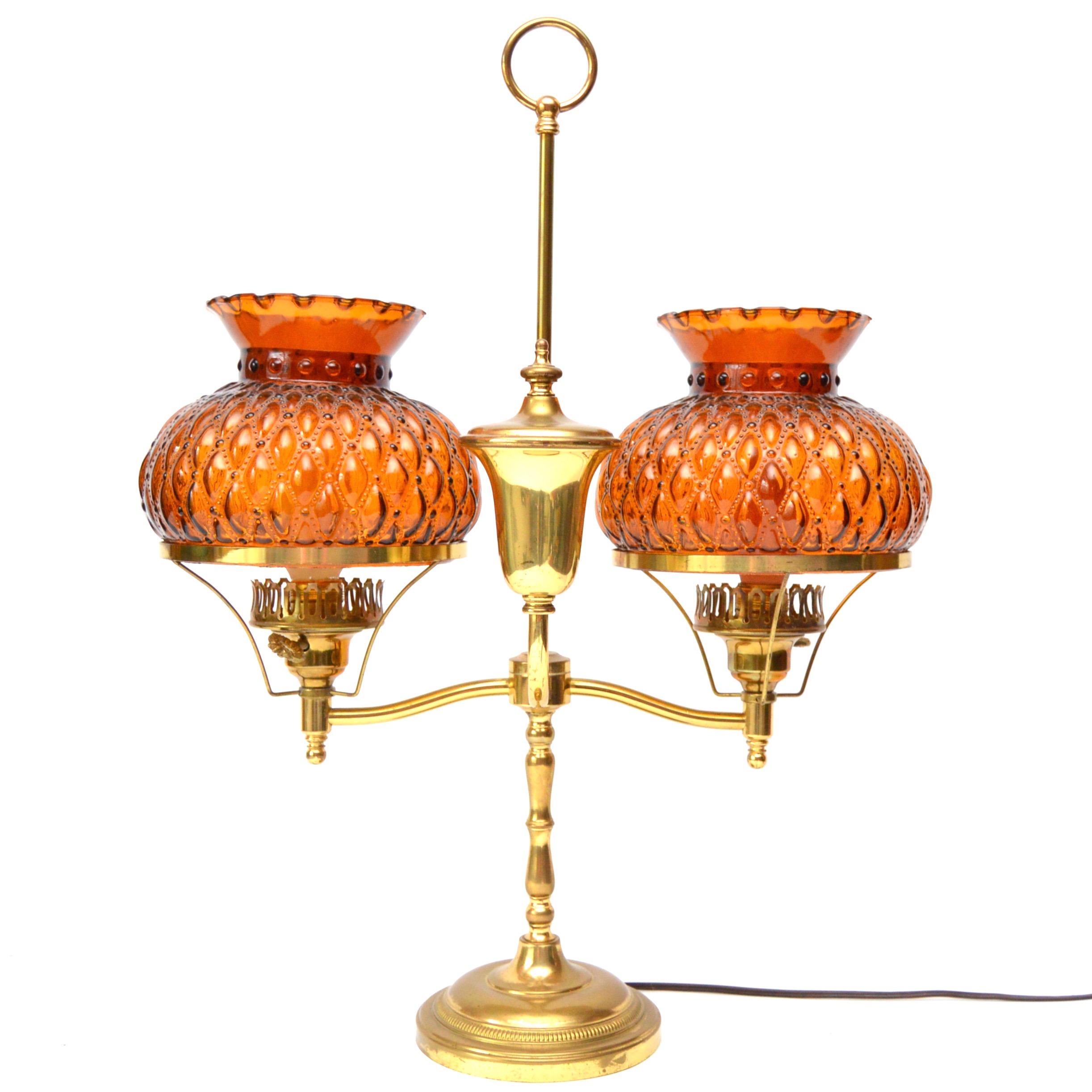 Double Student Lamp with Hobnail Shades